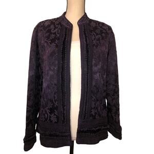 Purple Jacket Size XL Petite Velvet Trim Fairy Grunge Witchy Boho Tapestry Goth